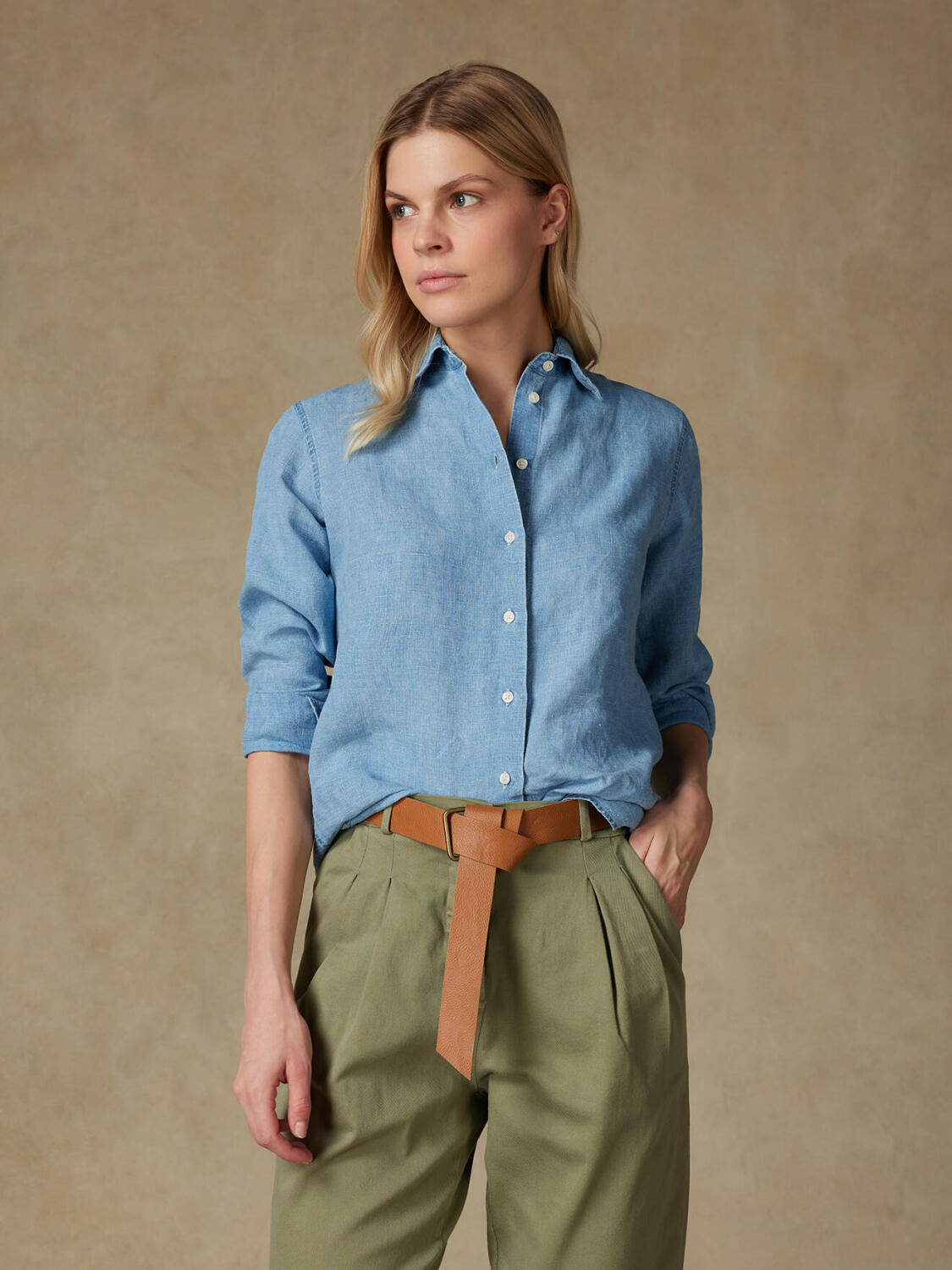 Albane camisa de lino denim cielo