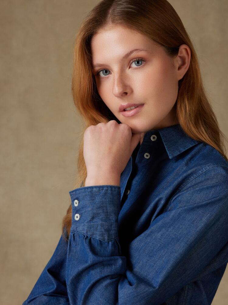 Chemise Albane en denim bleu