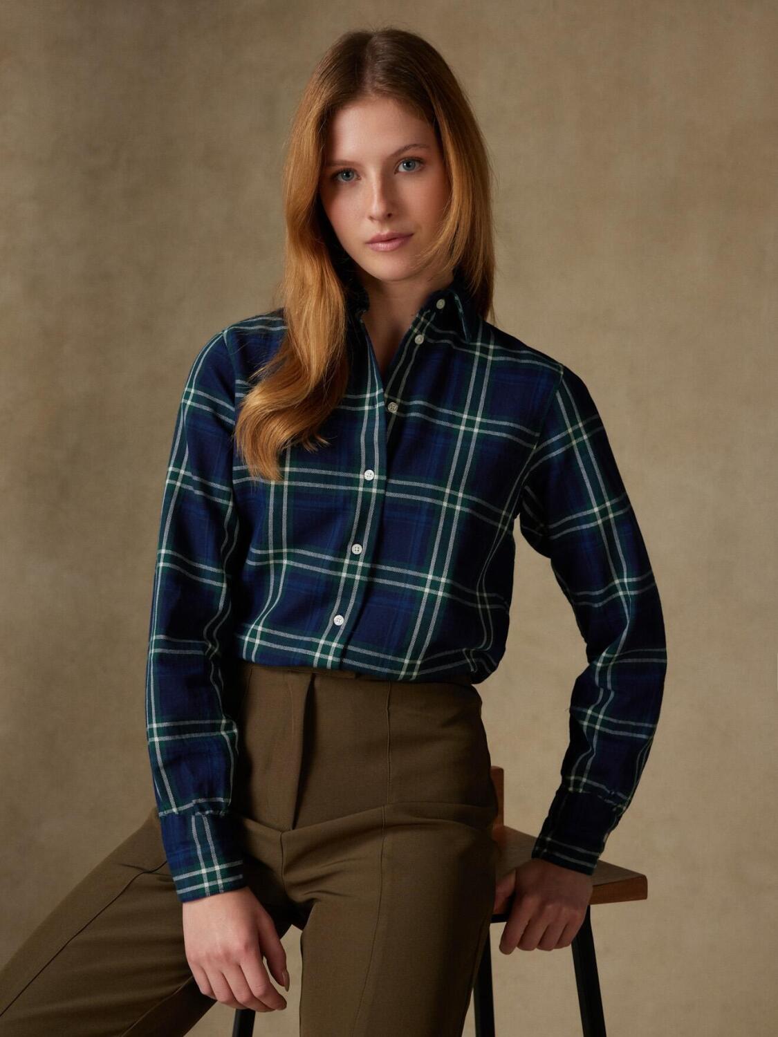 Chemise Albane en denim à tartans