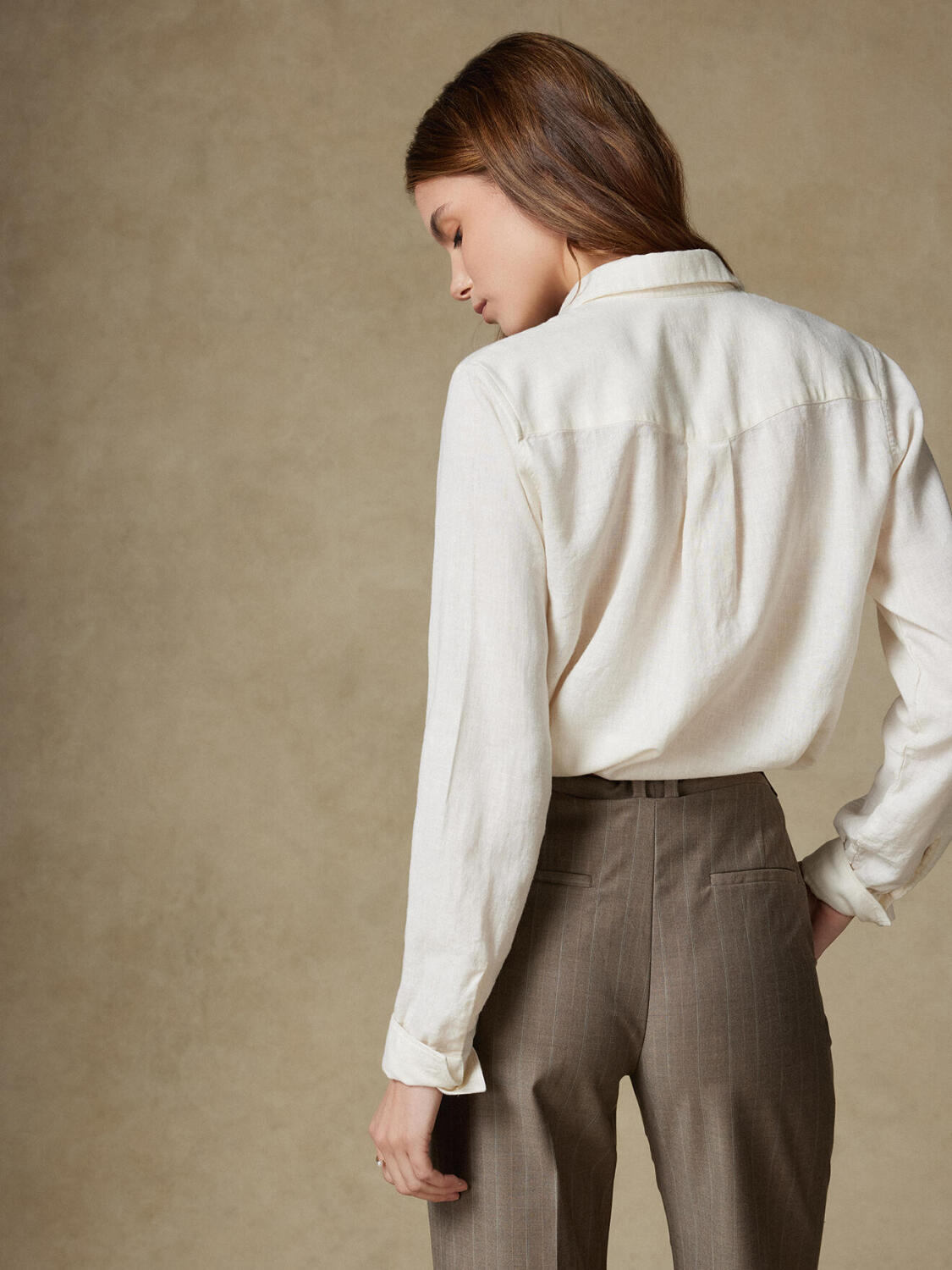 Camisa Albane de lino blanco roto