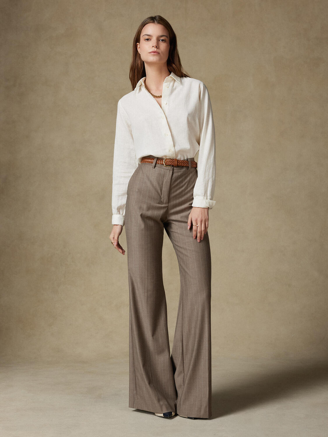 Camisa Albane de lino blanco roto