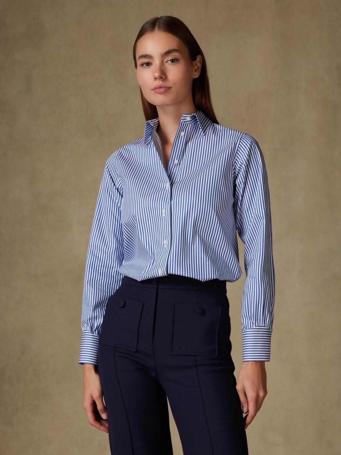 Albane camicia in twill a righe blu