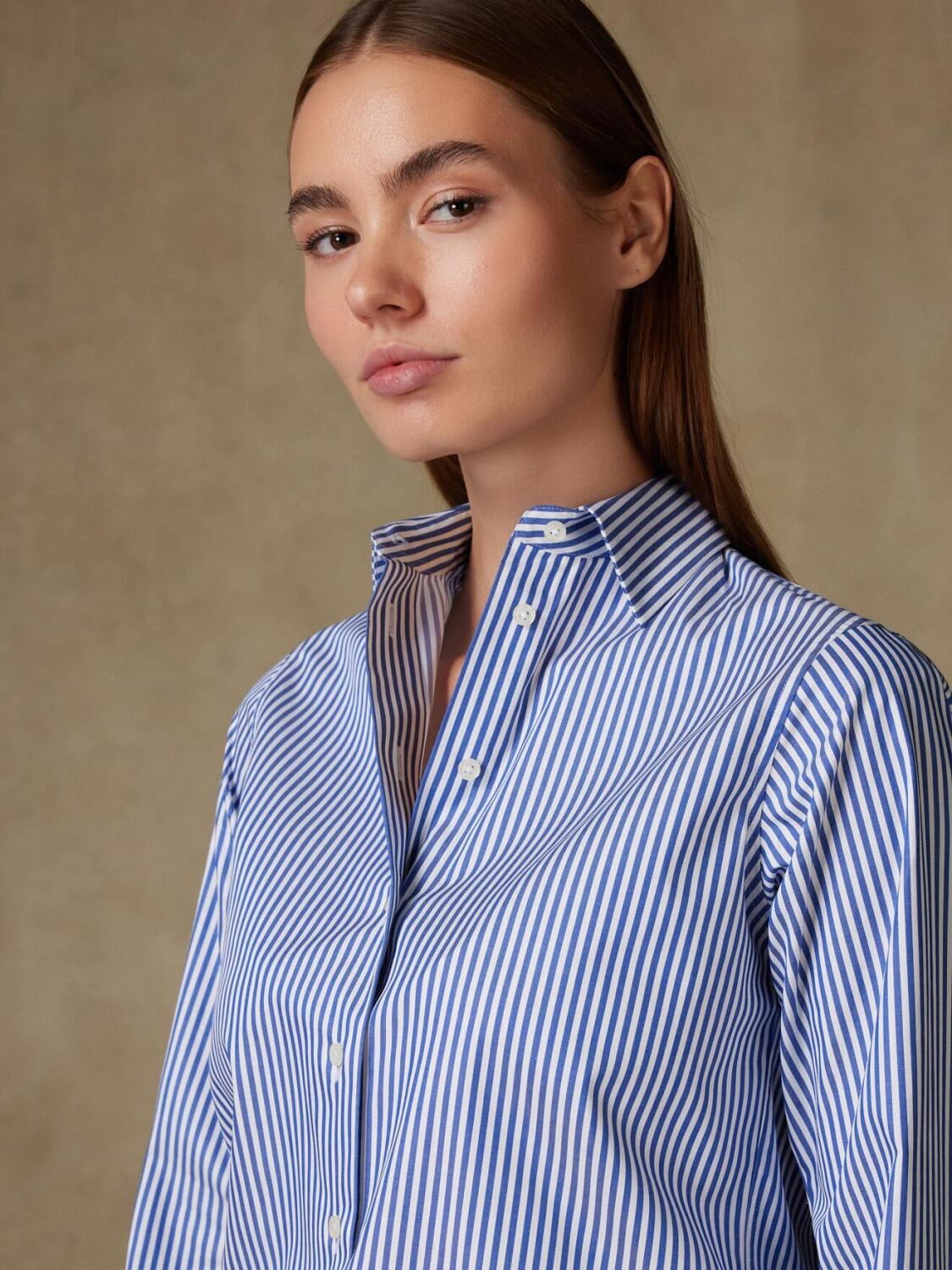 Albane camicia in twill a righe blu