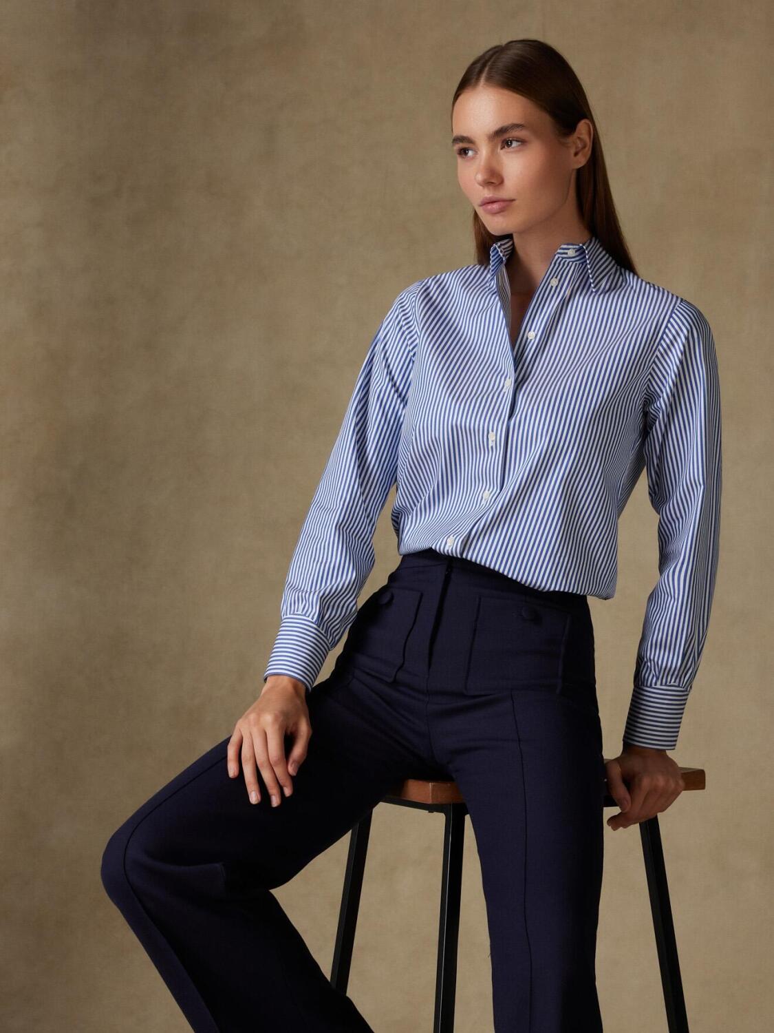 Albane camicia in twill a righe blu