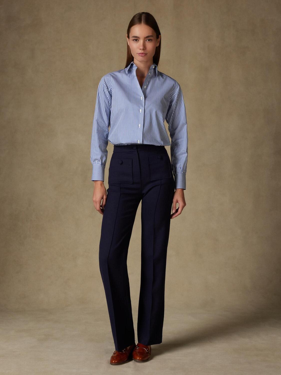 Albane camicia in twill a righe blu