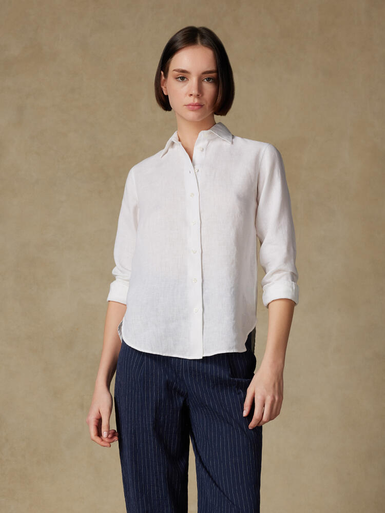 Albane camisa de lino blanco