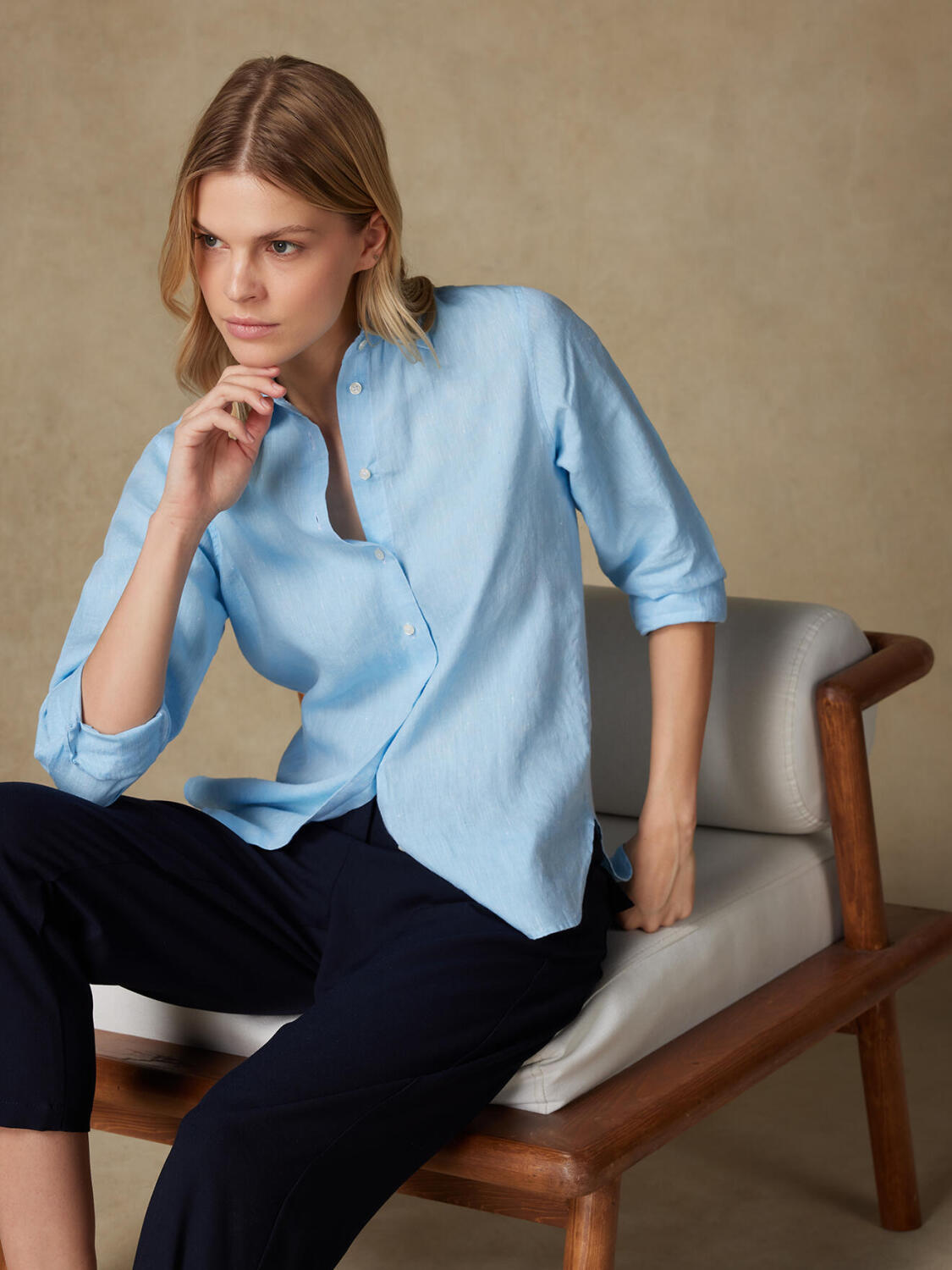 Albane turquoise linen shirt