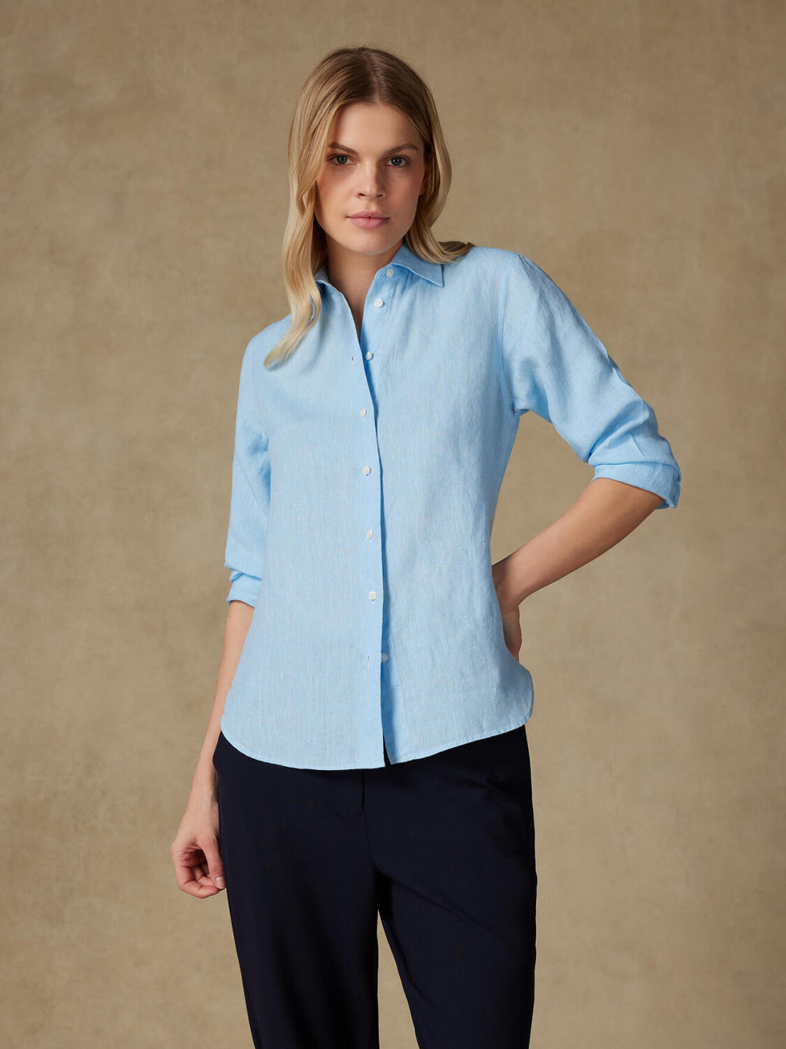Albane turquoise linen shirt