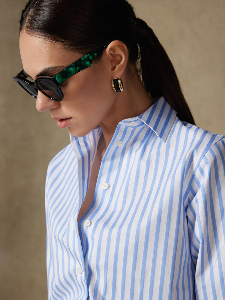 Camicia Albane in oxford a righe celesti