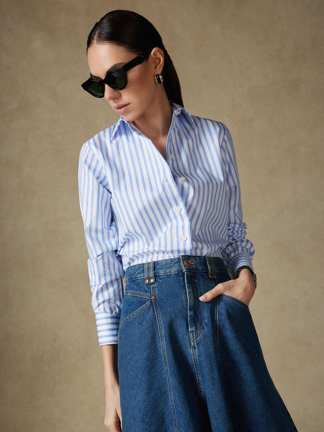 Chemise Albane en oxford à rayures ciel