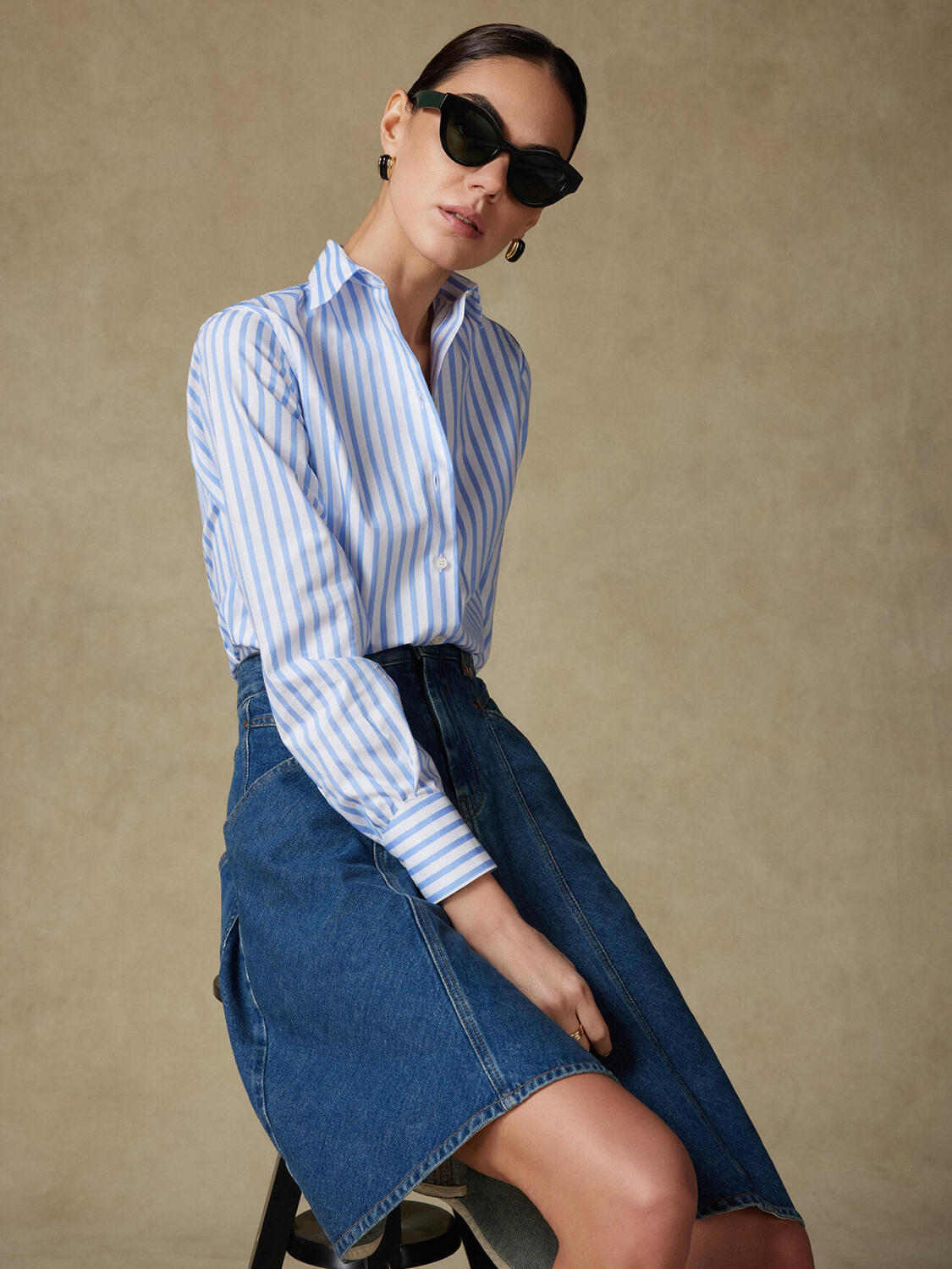 Chemise Albane en oxford à rayures ciel