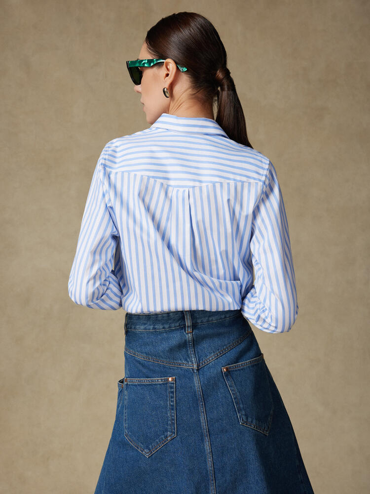Camicia Albane in oxford a righe celesti