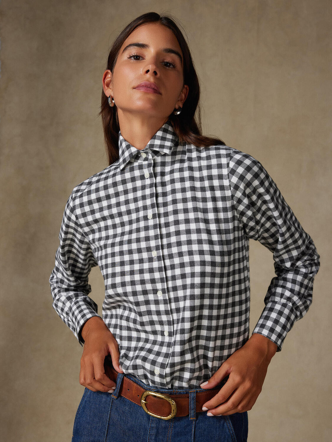Albane Camicia in flanella a quadri carbone