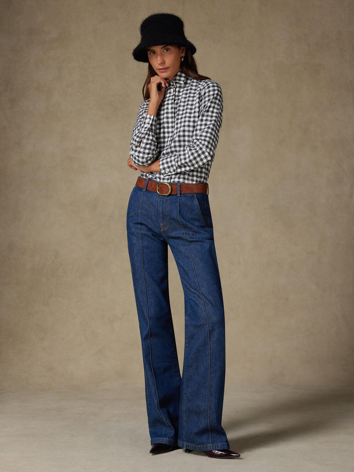 Albane Camicia in flanella a quadri carbone