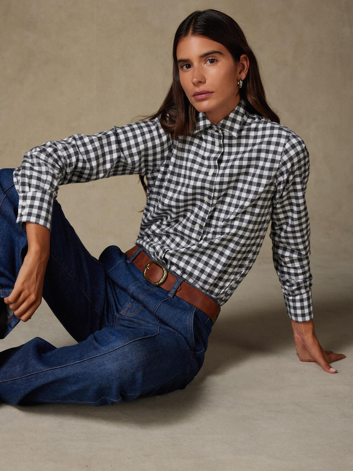 Albane Camicia in flanella a quadri carbone