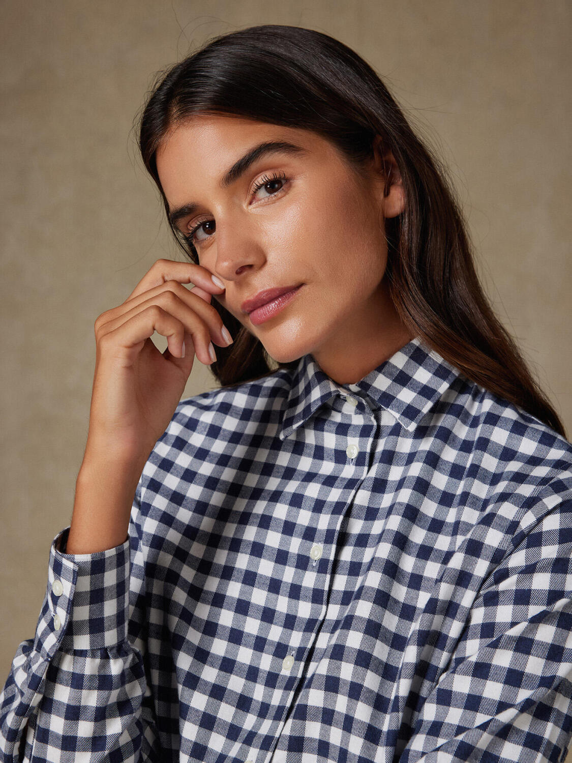 Albane Camicia in flanella a quadri blu scuro