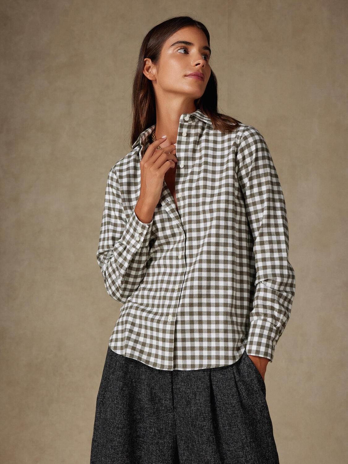 Albane Camicia in flanella a quadri color kaki
