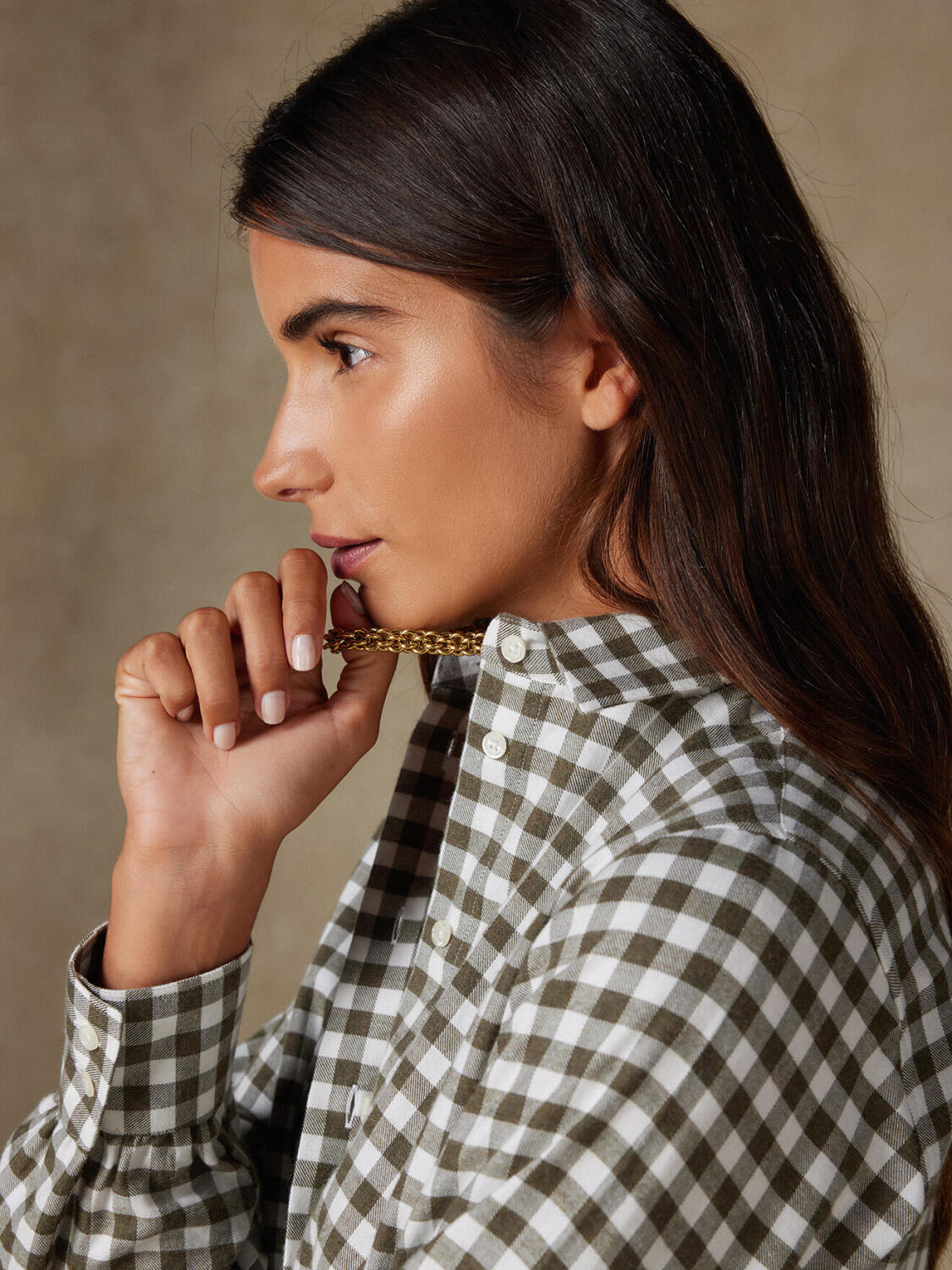 Albane Camicia in flanella a quadri color kaki