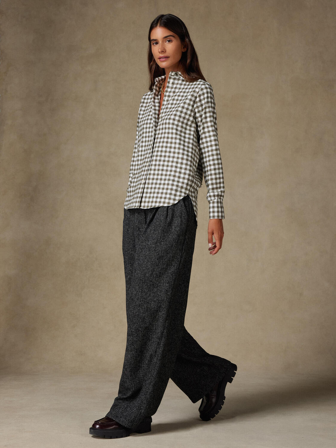 Albane Camicia in flanella a quadri color kaki