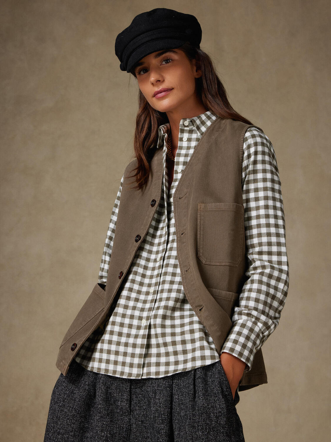 Albane Camicia in flanella a quadri color kaki