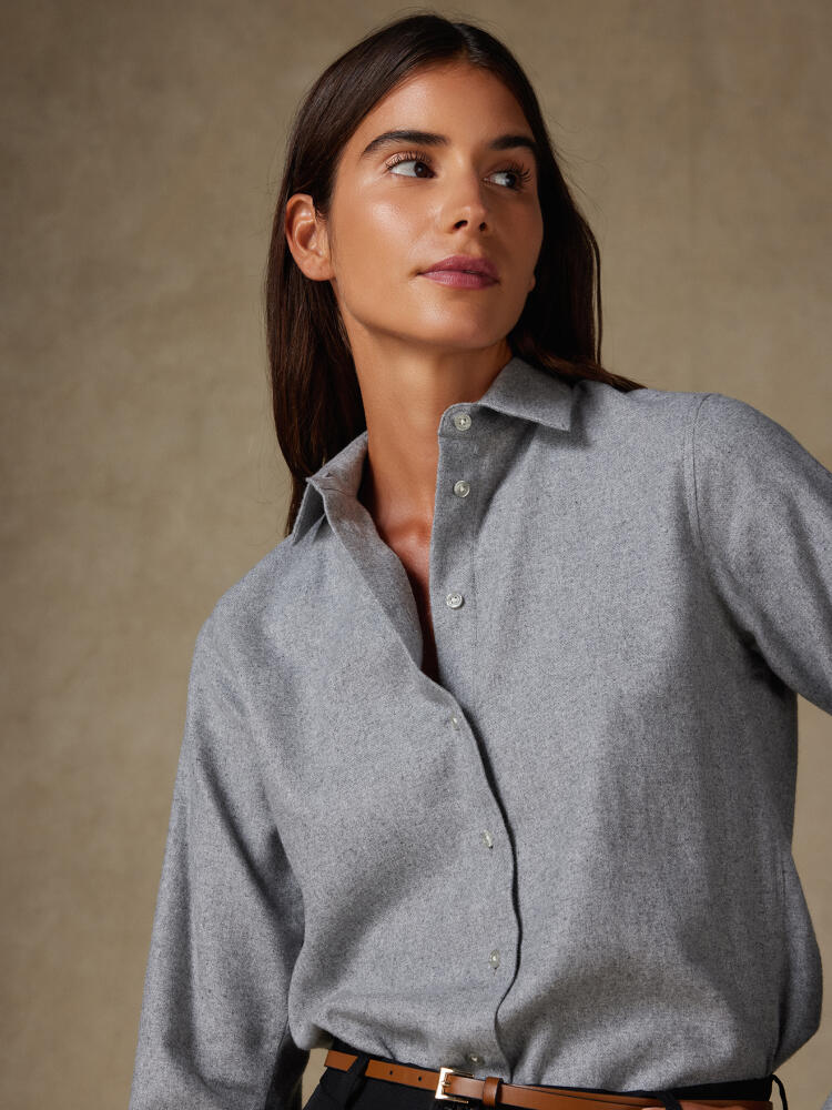 Chemise Albane grise en flanelle