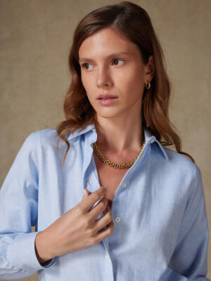 Chemise Albane en flanelle ciel