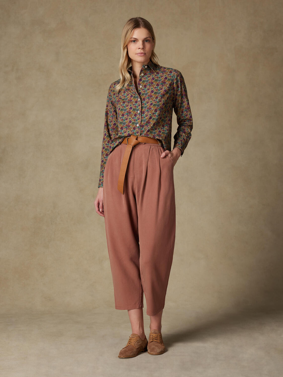 Albane overhemd in gebloemd linnen