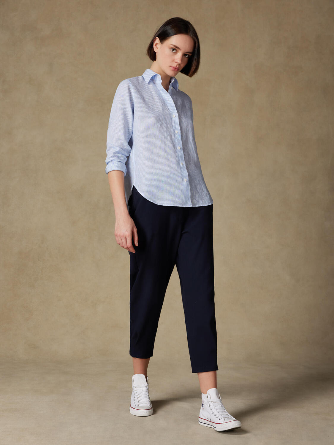 Albane camicia in lino a righe