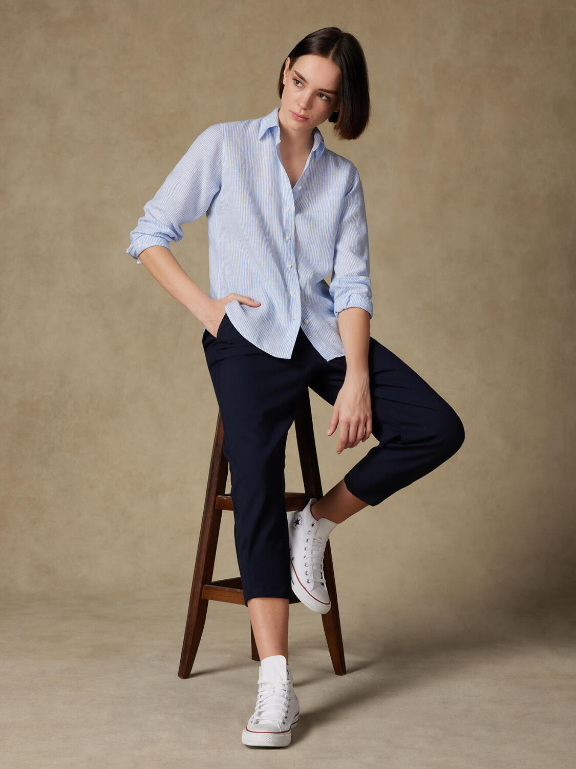 Albane camicia in lino a righe