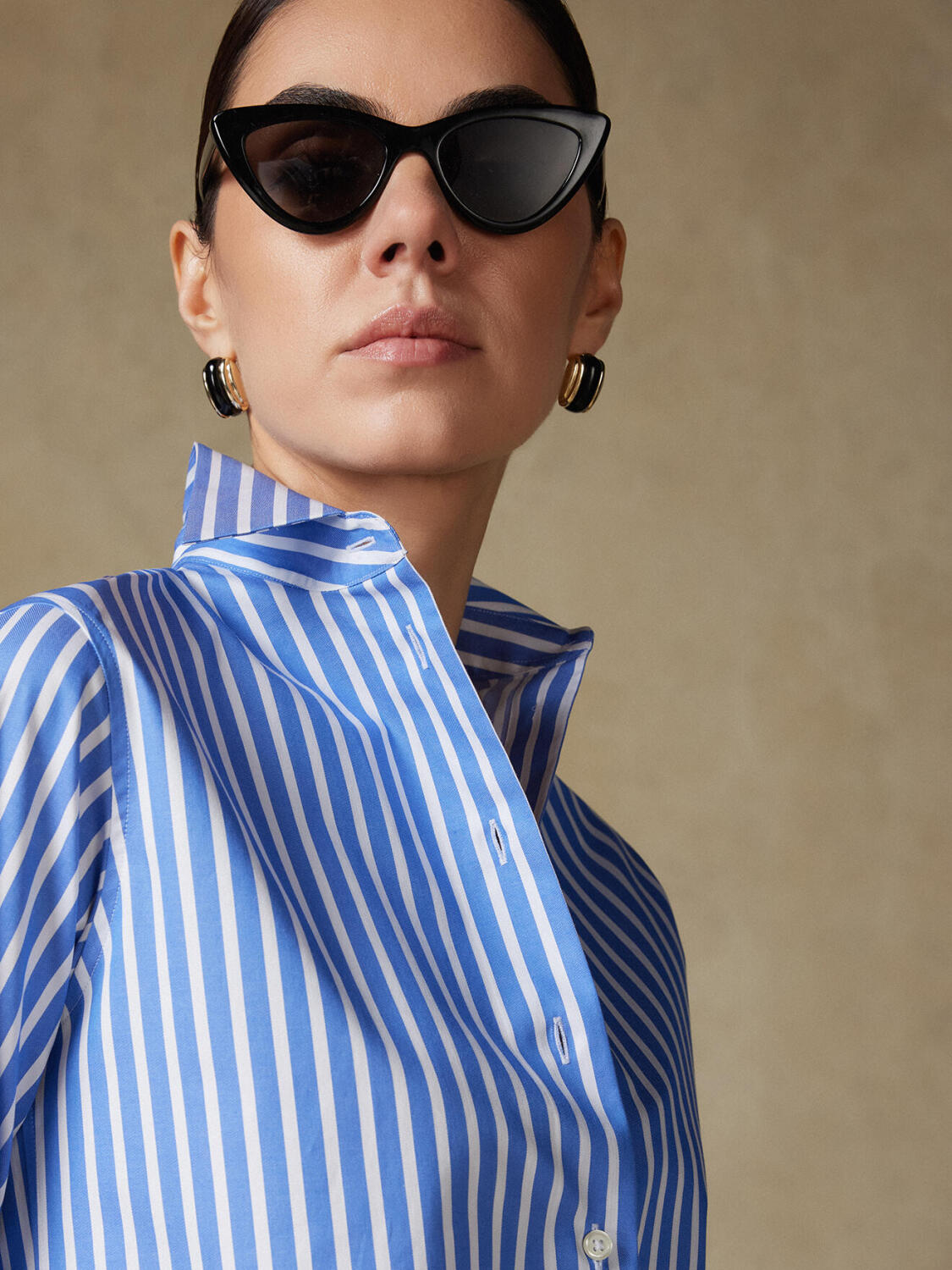 Albane blauw gestreept overhemd