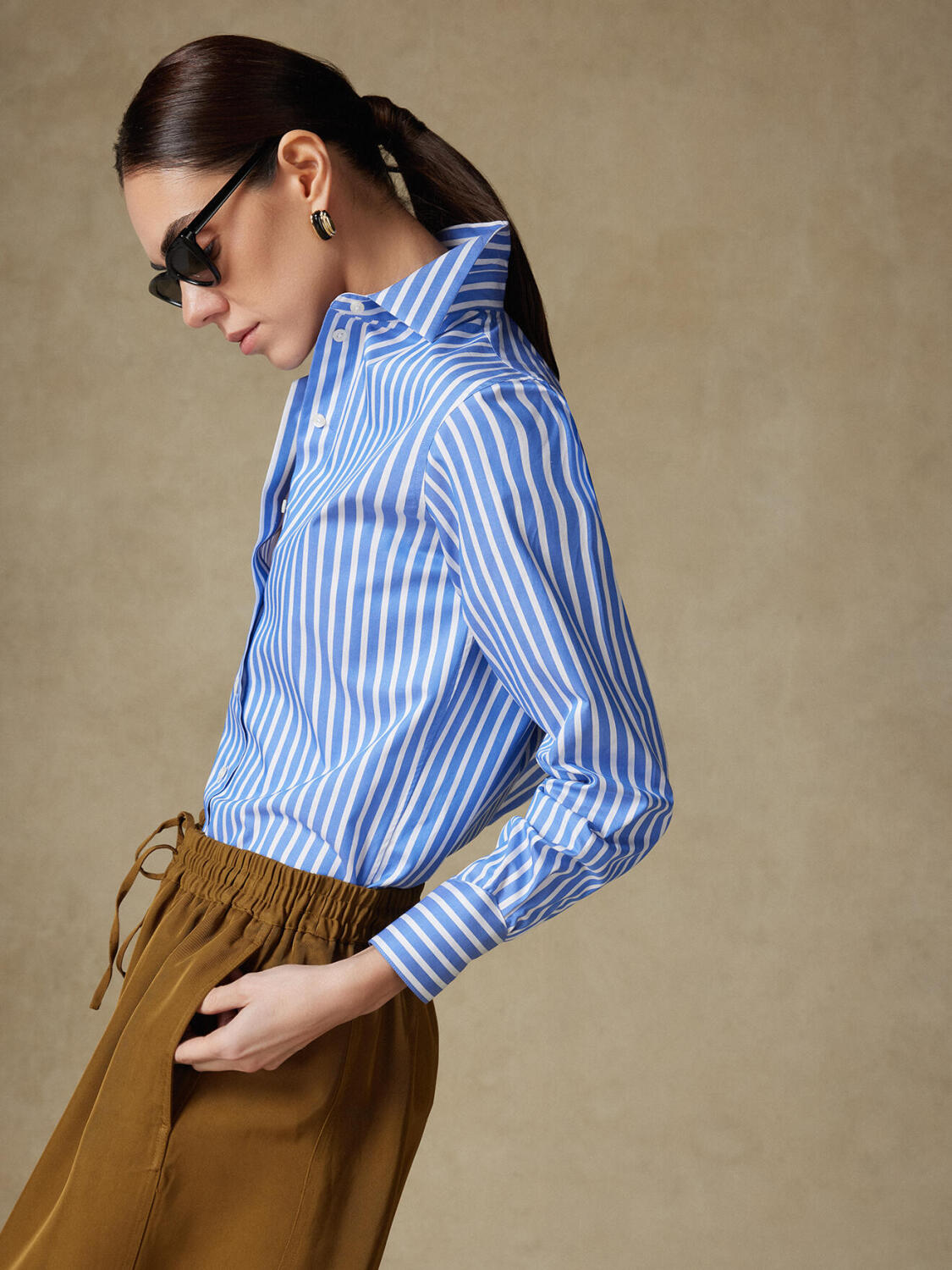 Albane blauw gestreept overhemd