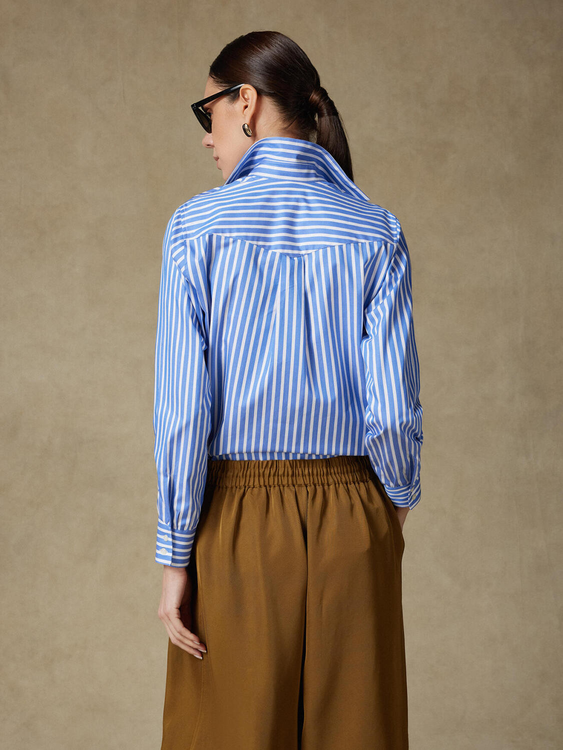 Albane blauw gestreept overhemd