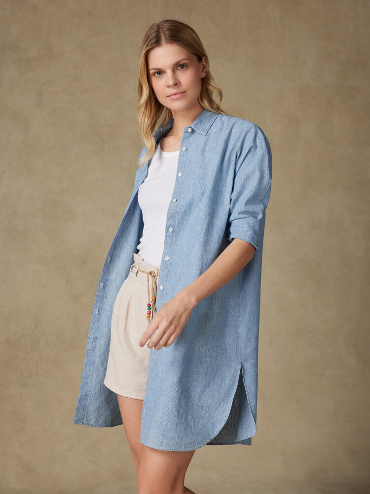 Coby linen shirt with sky stripes