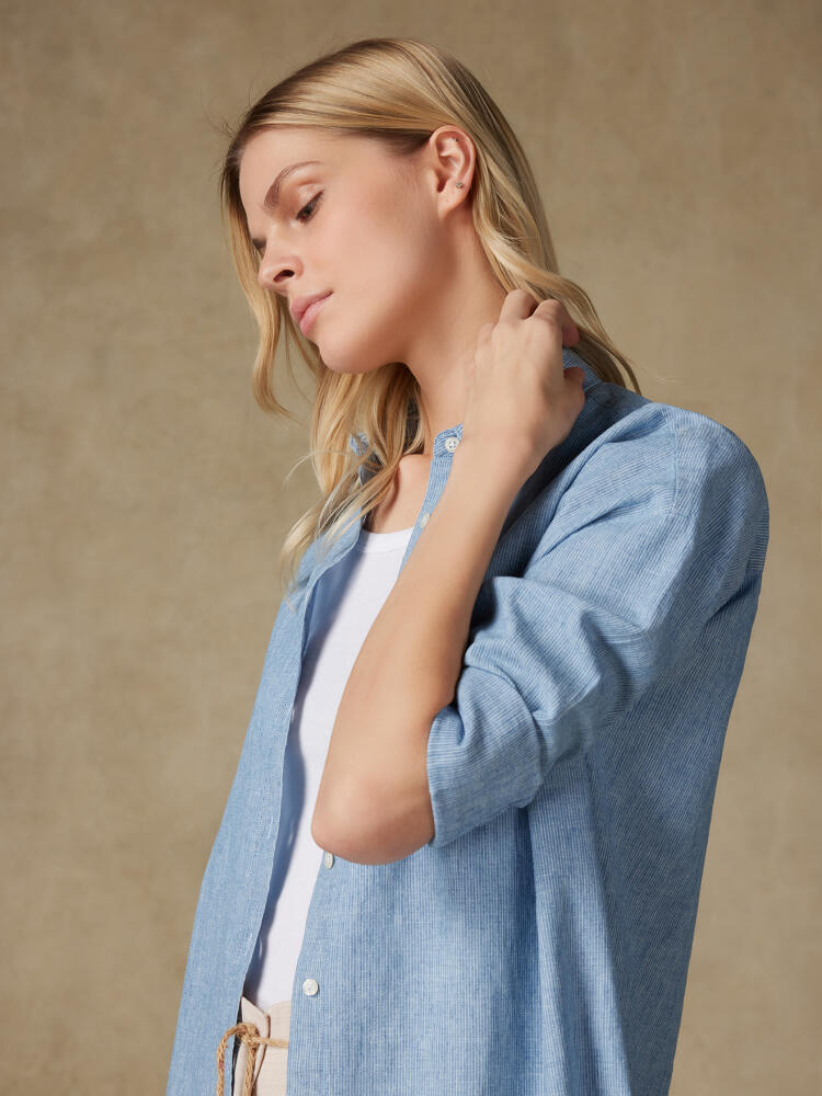 Coby linen shirt with sky stripes