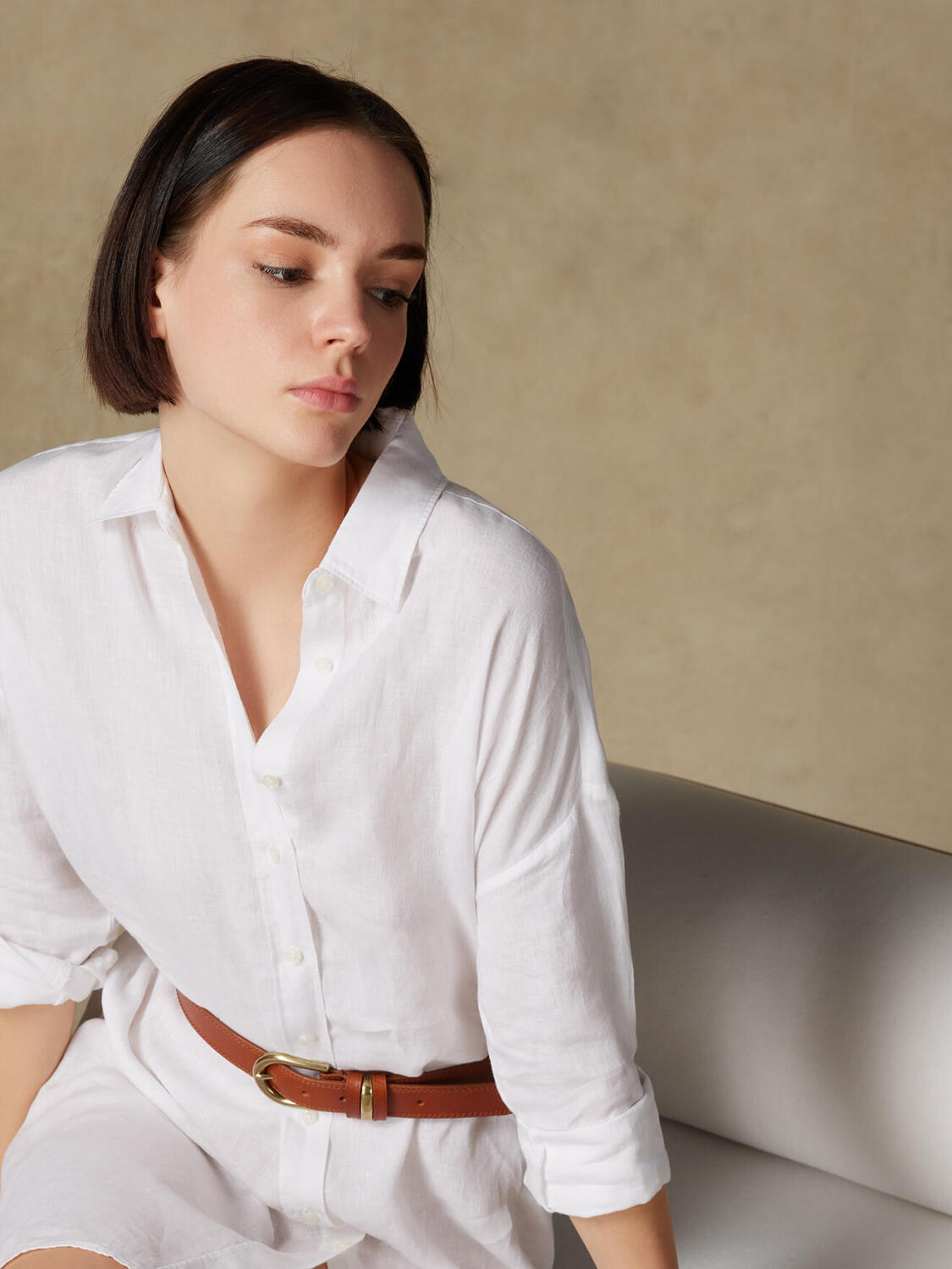 Coby camicia in lino bianco