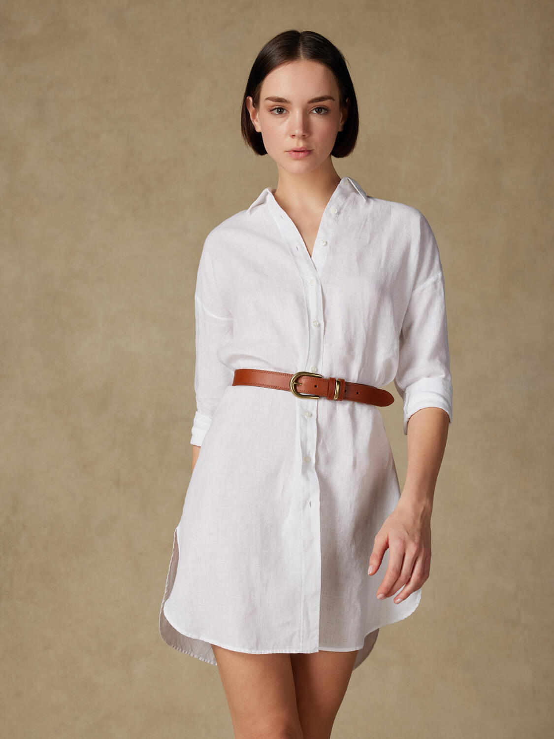 Coby camicia in lino bianco