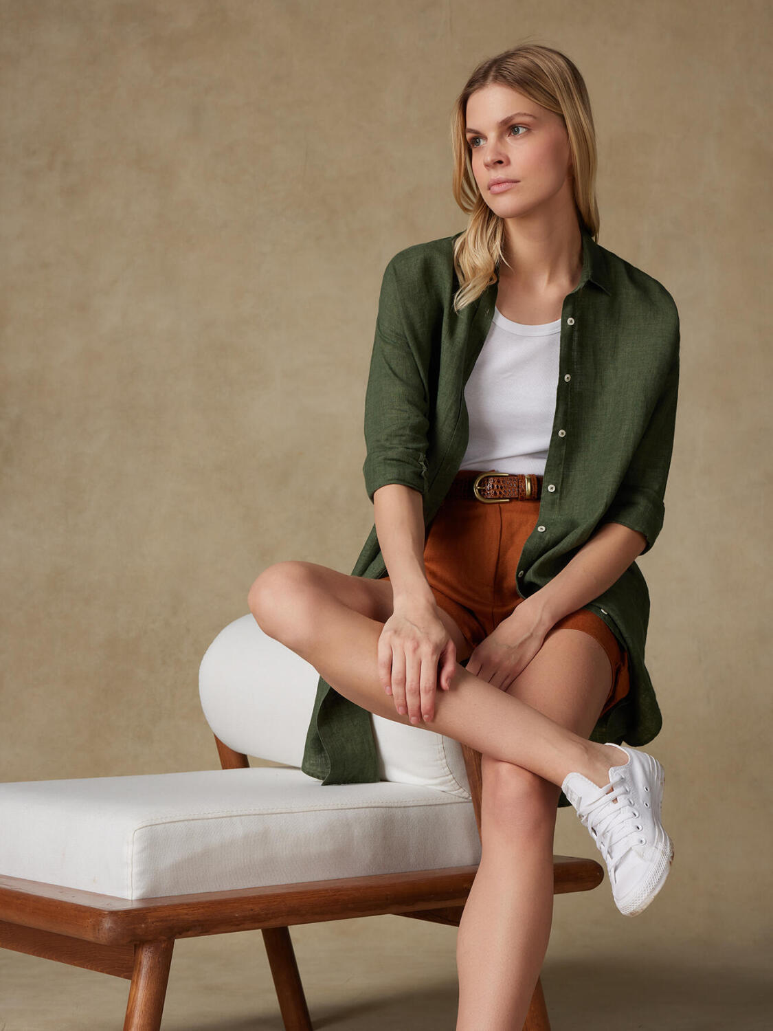 Coby hemd in kaki linnen