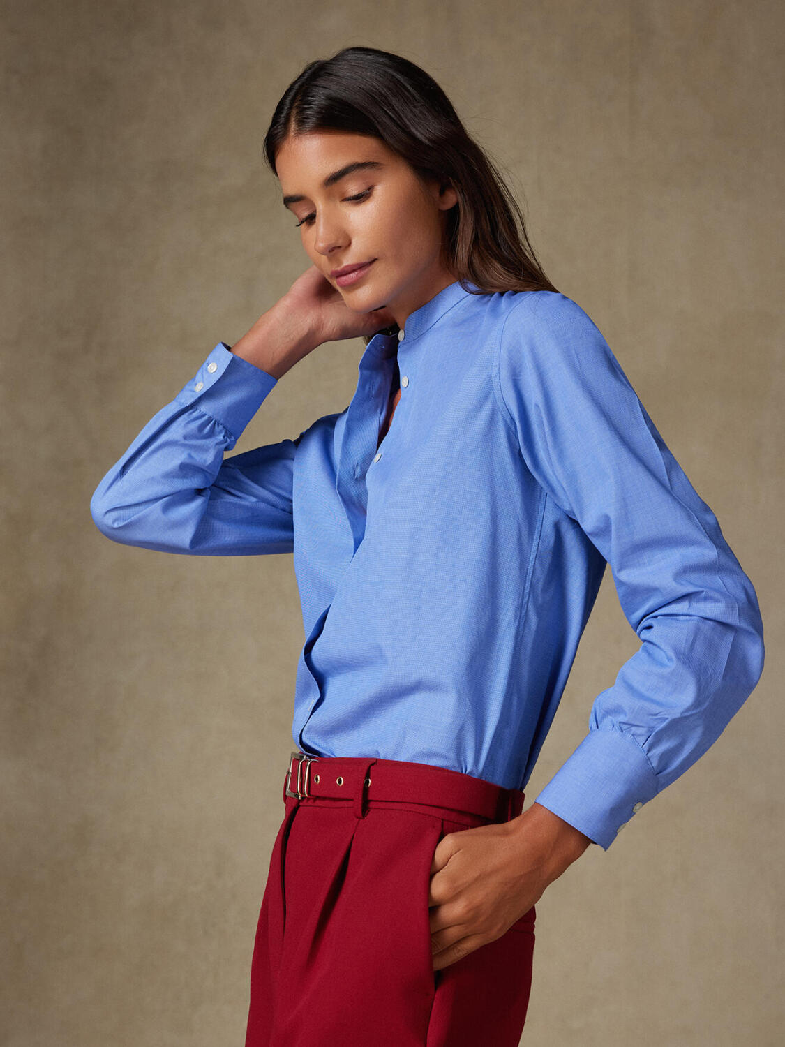 Chemise Helene en popeline bleue