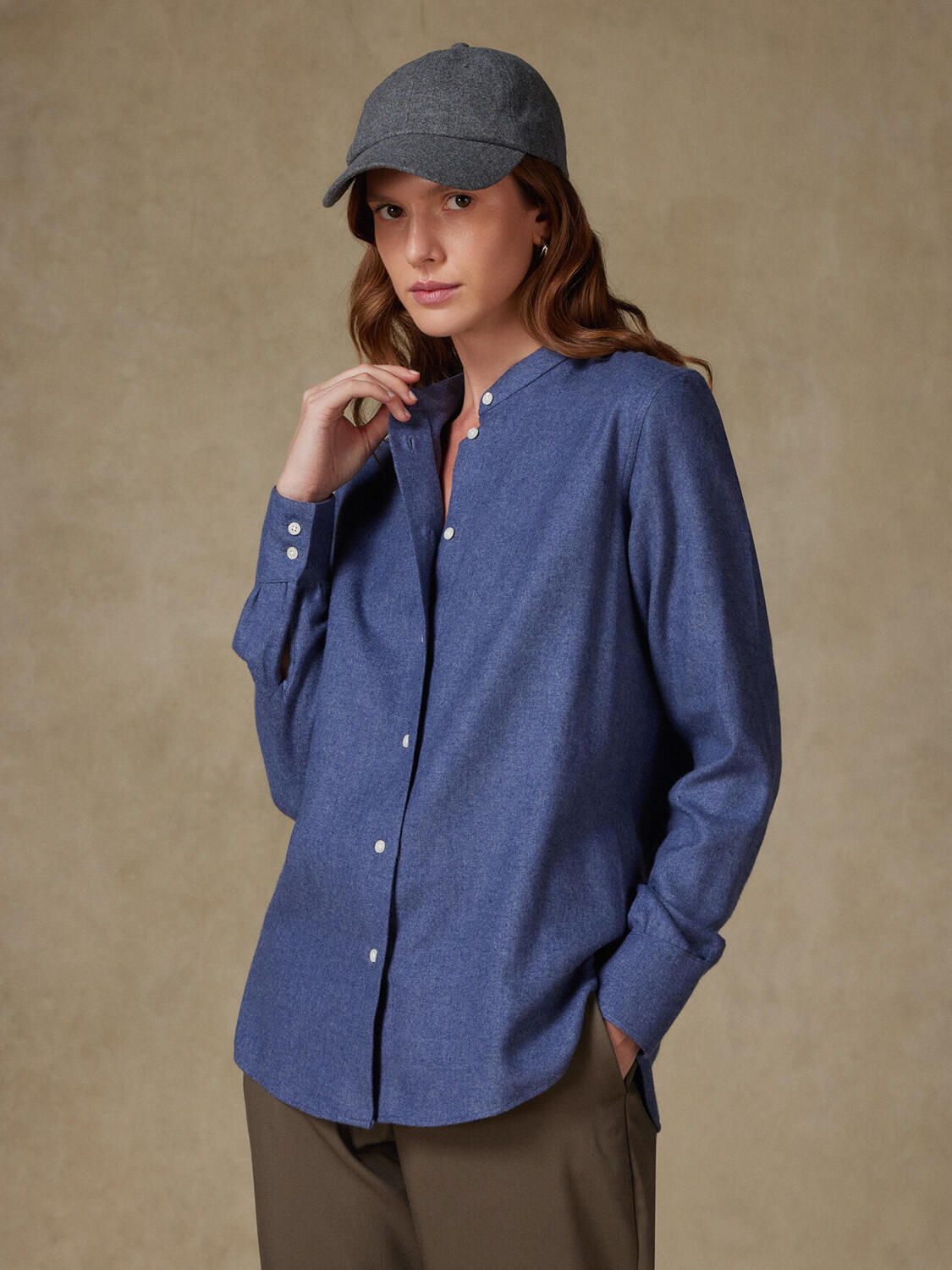 Helene camicia di flanella blu