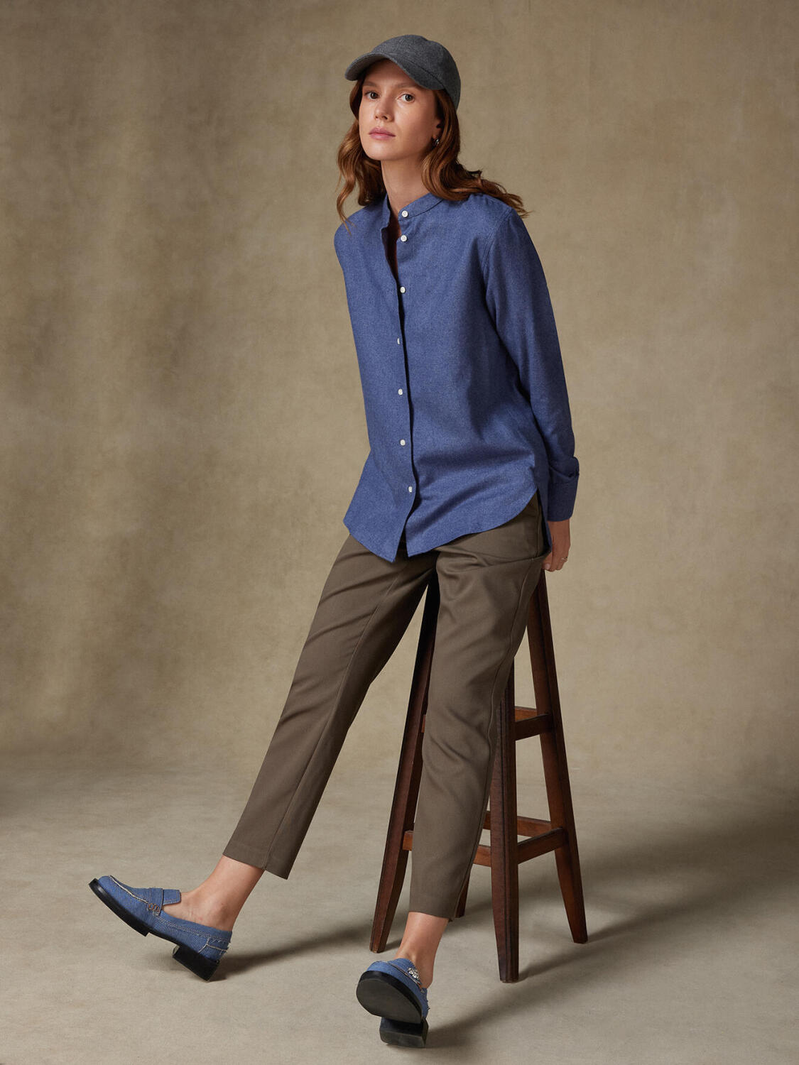 Helene camicia di flanella blu