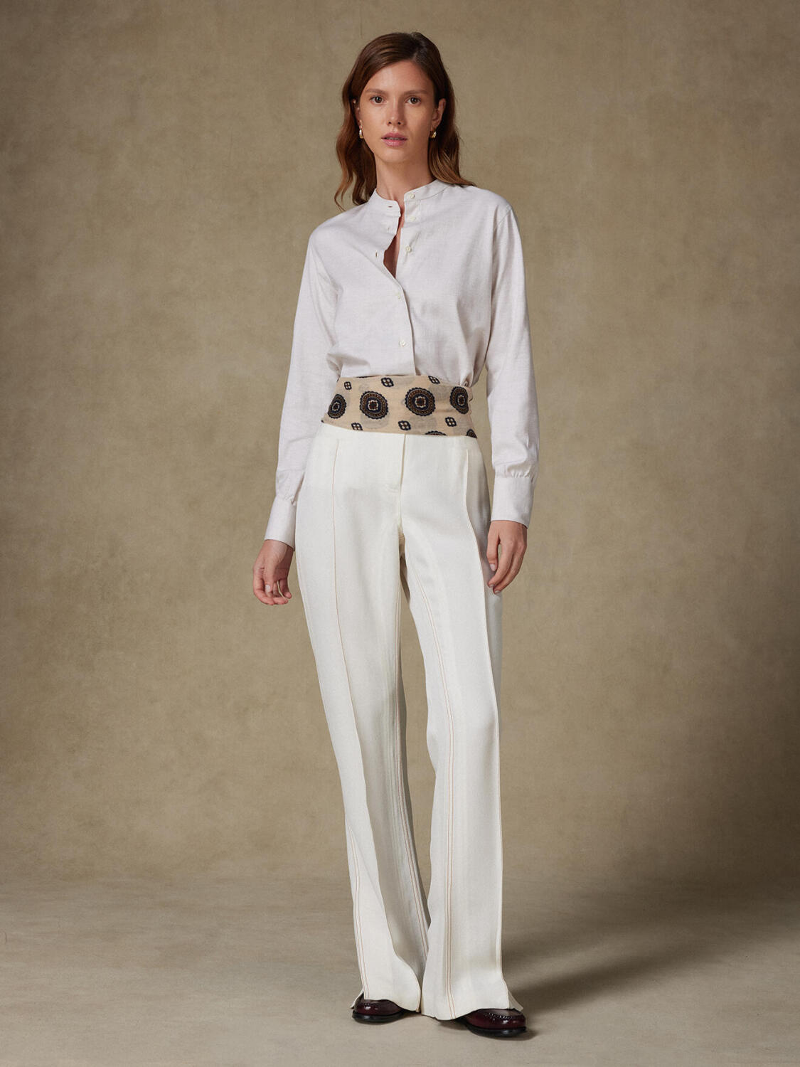 Helene zand flanellen overhemd