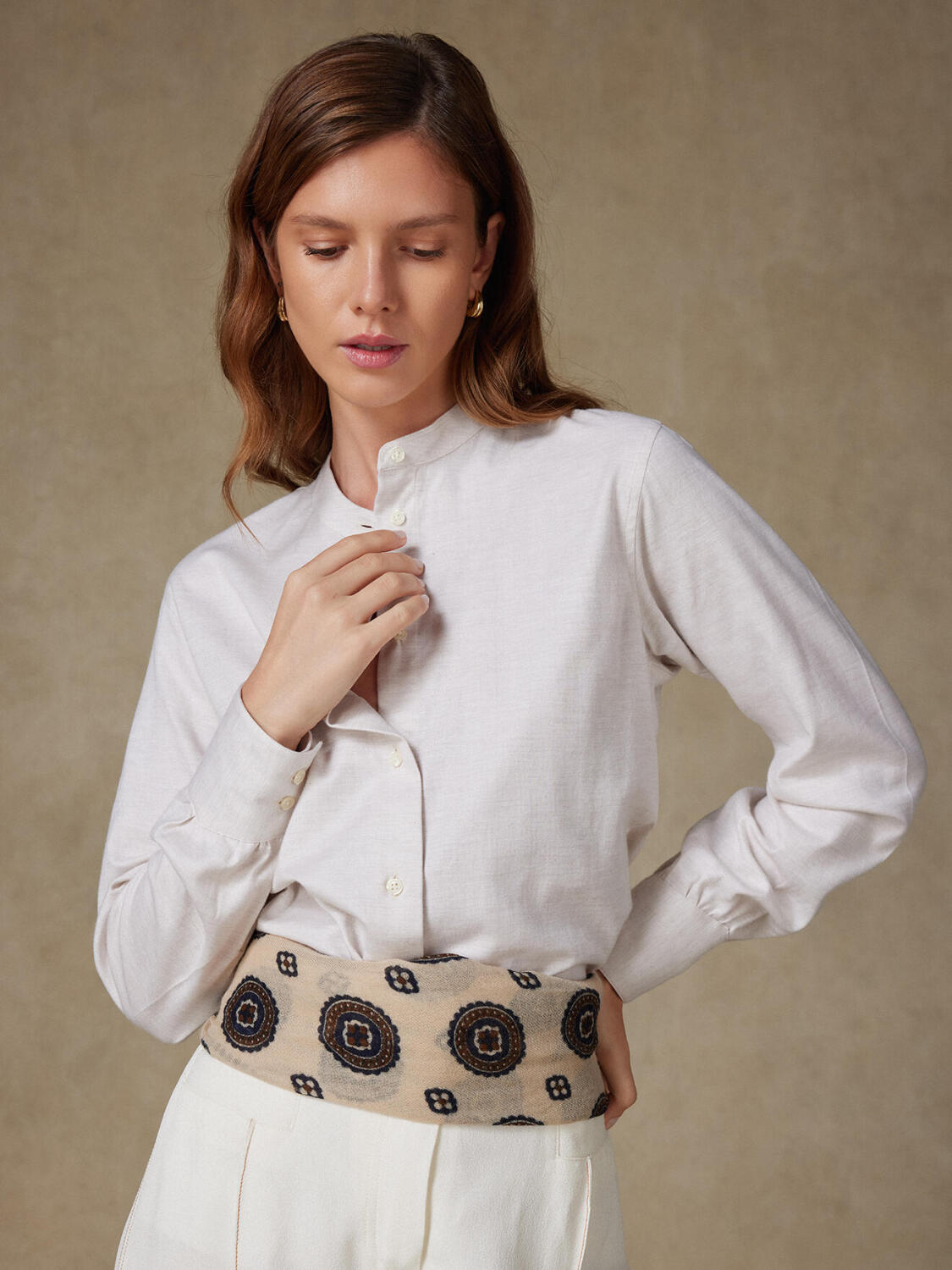 Helene zand flanellen overhemd