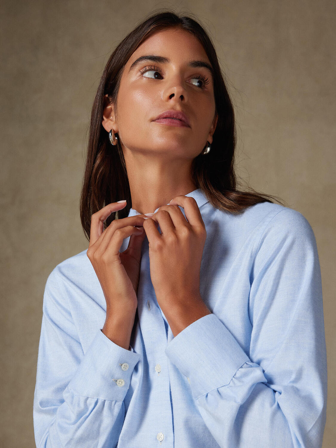 Helene camicia in flanella celeste