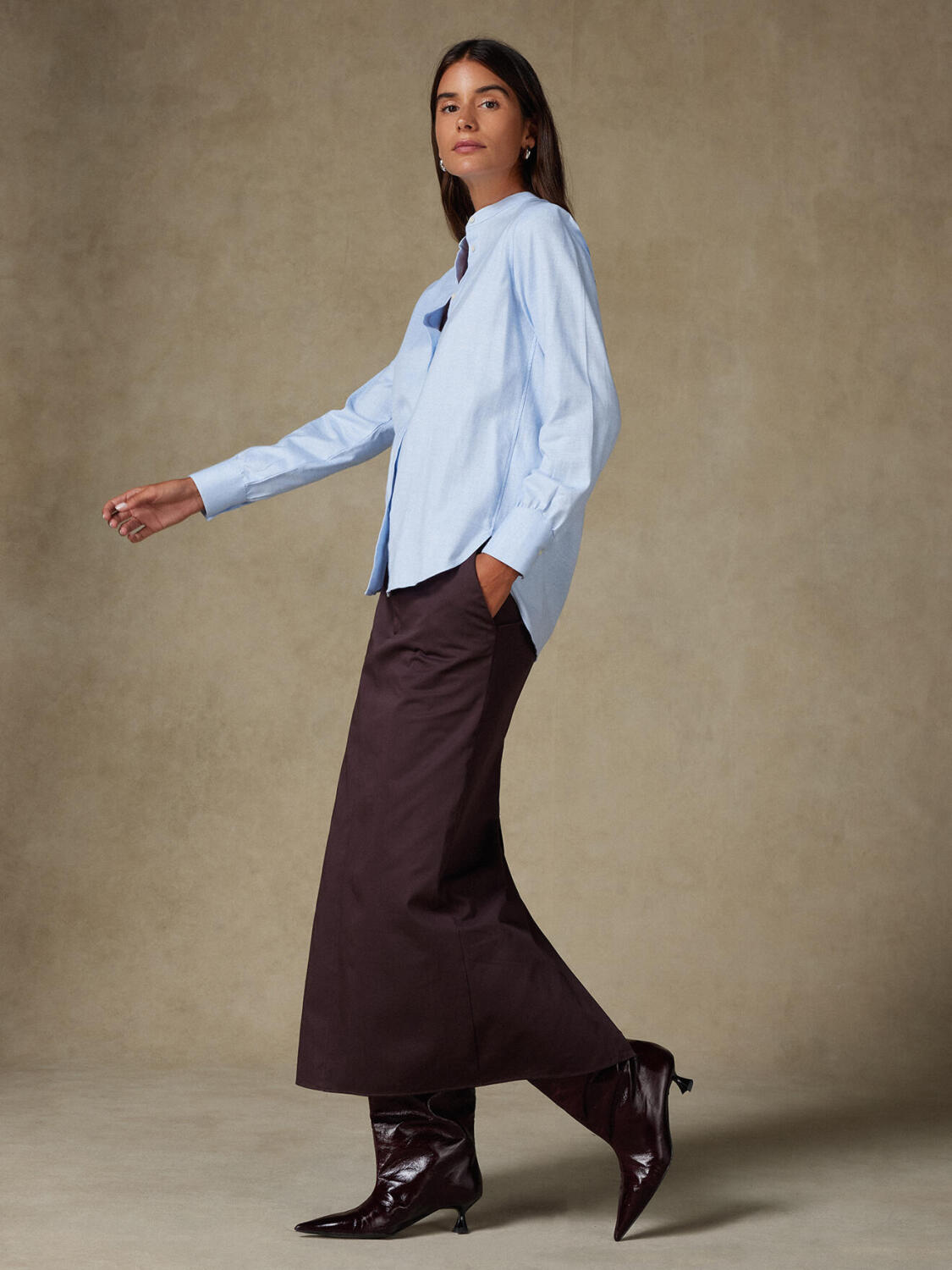 Helene camicia in flanella celeste