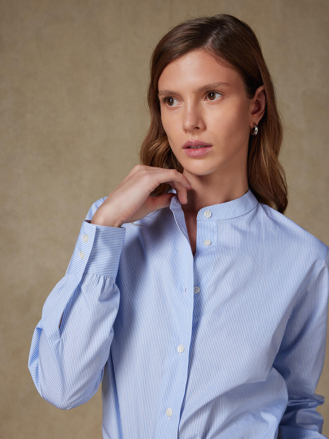 Chemise Helene en popeline à rayures ciel