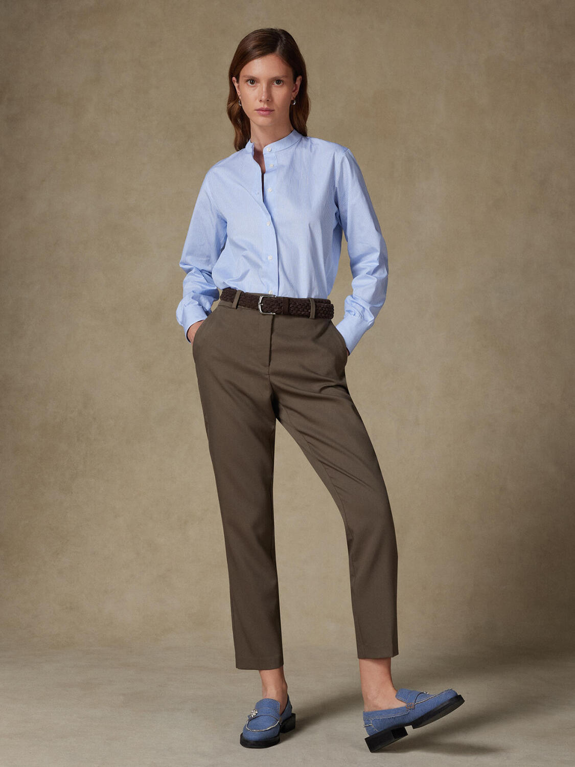 Chemise Helene en popeline à rayures ciel