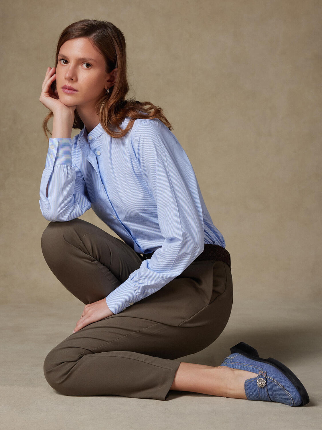 Chemise Helene en popeline à rayures ciel