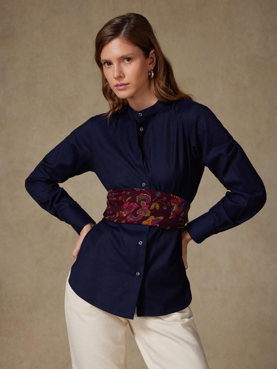 Helene camicia in flanella marina