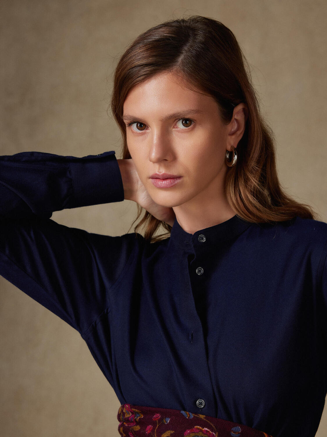 Helene camicia in flanella marina