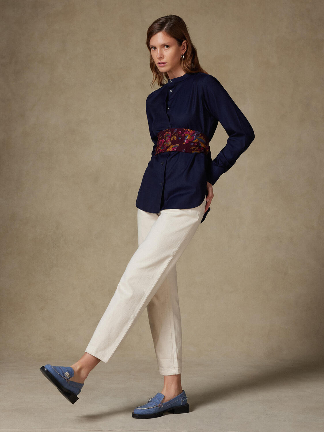 Helene camicia in flanella marina